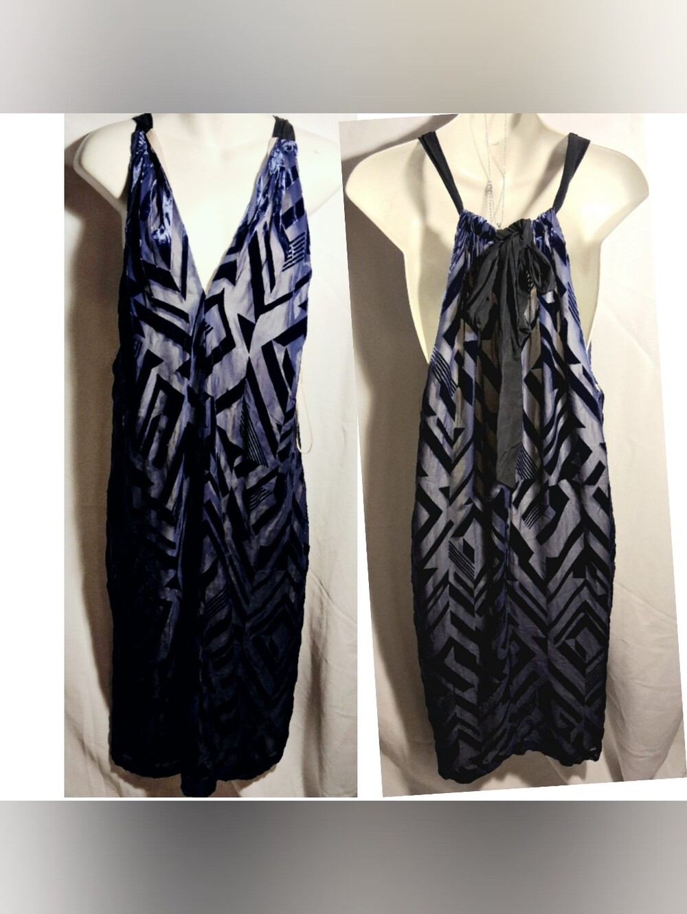 Trina Turk Velvet/Sheer Mix Geo Print Dress.  Sz Med. New